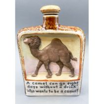 Schafer & Vater miniature square flask decorated with a camel and inscribed " A camel can go eight