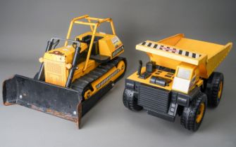 Tonka Toys. A large scale caterpillar tractor together with a dumper tipper truck (2)