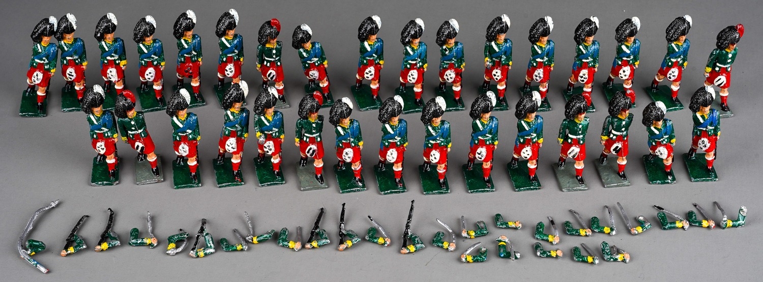 Vintage Britains or similar a collection of 32 white metal Scottish Black Watch model soldiers - Image 2 of 12