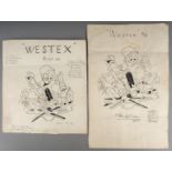 Military / Walt Disney interest. 2 pen and ink designs for Westex recorders, signed Walt Disney
