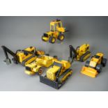 Tonka Toys. Medium scale set of 6 construction vehicles - 3 caterpillar tractors, fork lift,