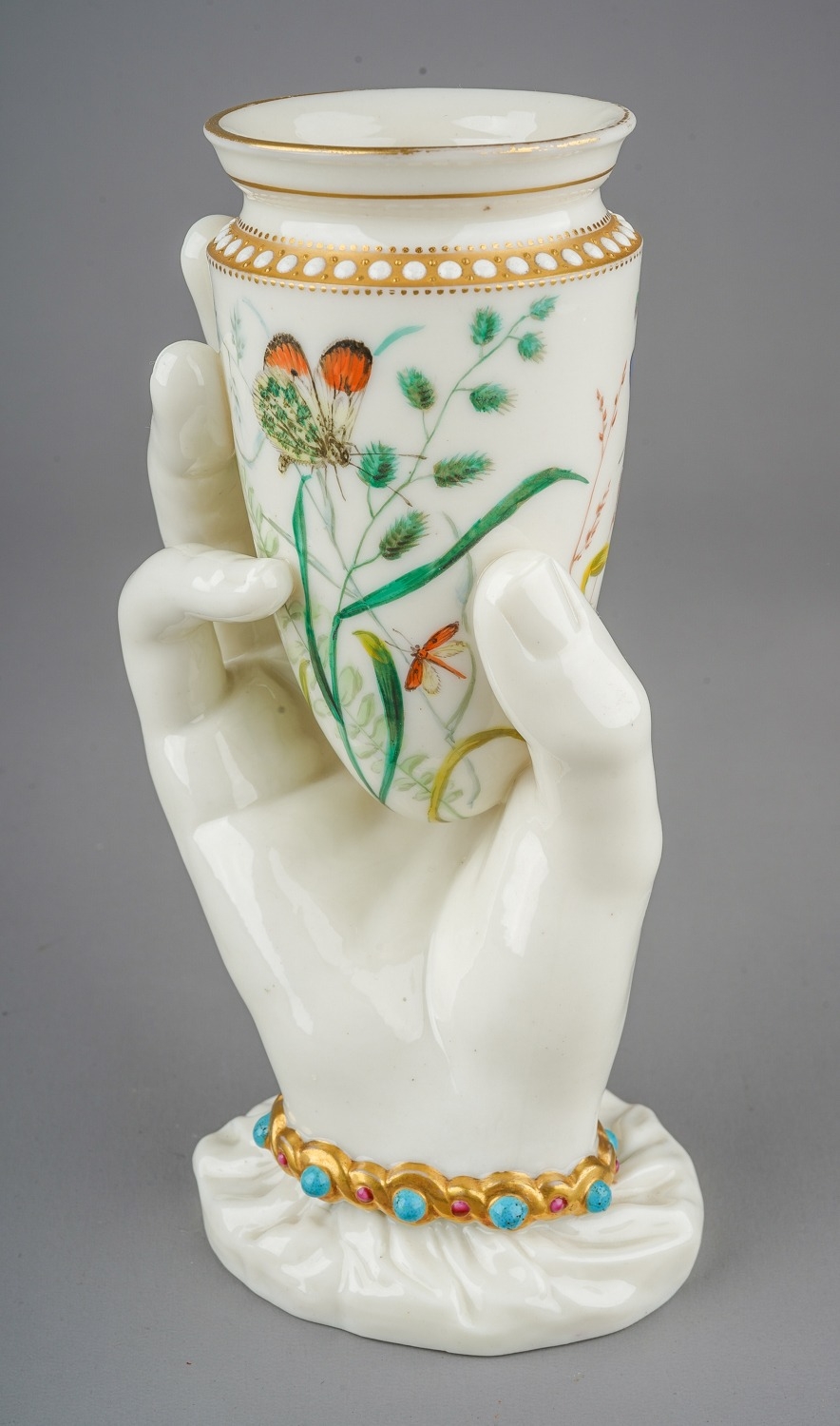 Royal Worcester porcelain Mrs Hadley’s hand vase. Impressed Worcester and diamond registration marks