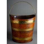 19th century Irish brass bound mahogany peat bucket. In good condition