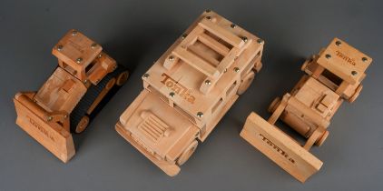 Tonka Toy. Three unusual wooden Tonka construction toys