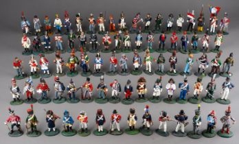 A large quantity of Del Prado Napoleonic metal military figurines approx 80 in 2 trays (q)