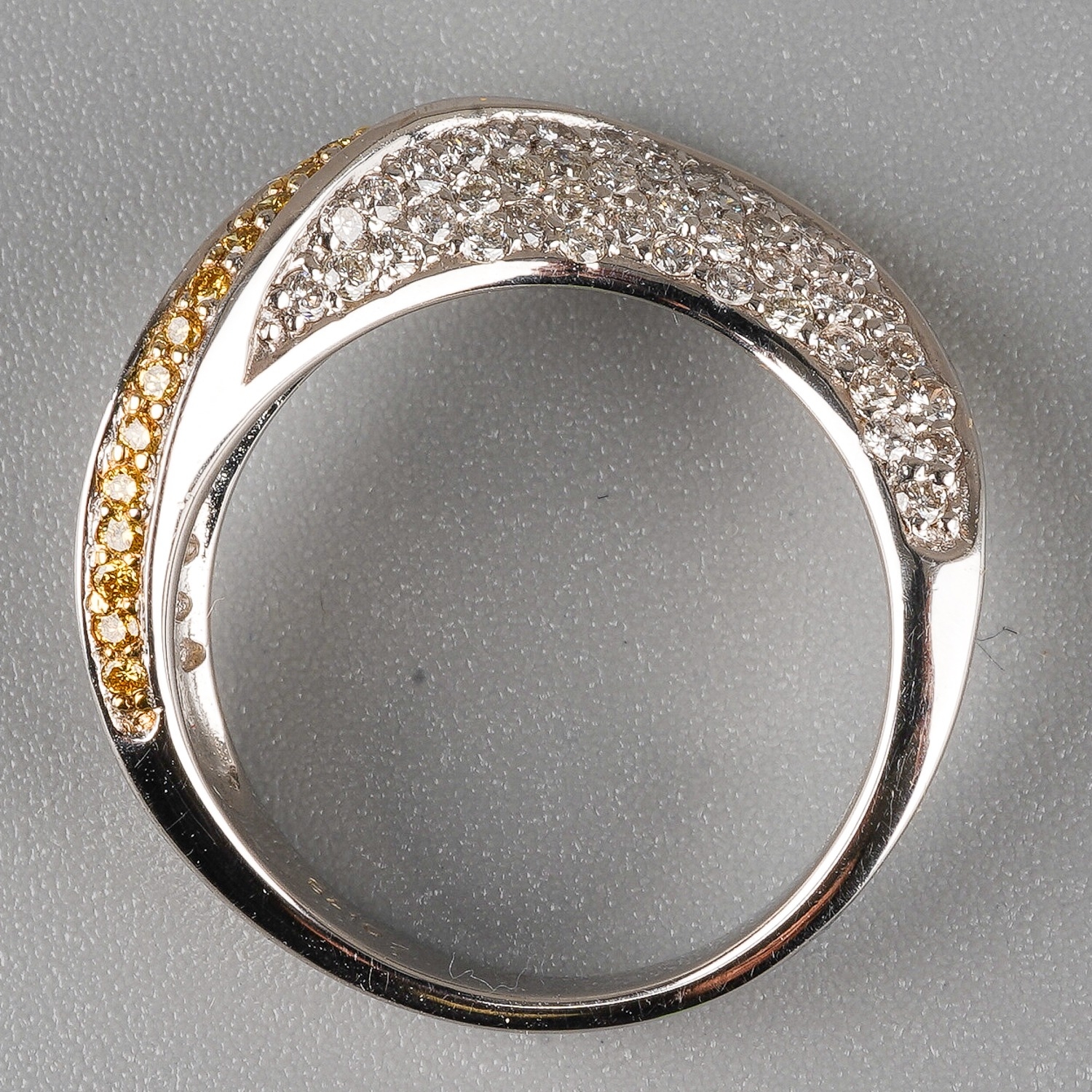 An 18ct white gold yellow and white diamond dress ring, set with a wave of yellow round-brilliant - Image 7 of 7