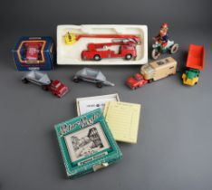 Assorted toys including: boxed Corgi Major 1127 Simon Snorkel Fire Engine; Matchbox Ascot stable