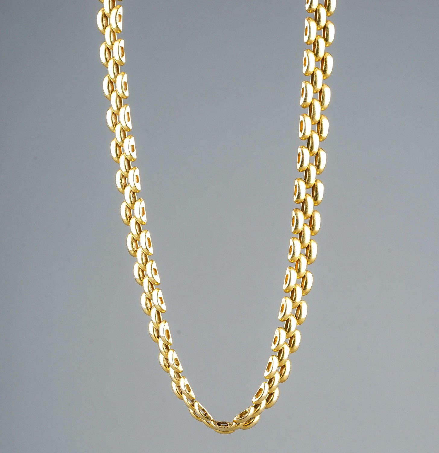 An Italian 9k yellow gold gate-link necklace and bracelet, the necklace approx 41cm long, gross - Image 6 of 10