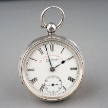 A Victorian silver open face pocket watch, 45mm white enamel dial inscribed 'The Express English