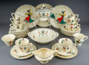 1930's Tyrol Ware J &G Meaking Sunshine pattern tea set and part dinner set. Reg no 561073