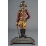 A Coalbrookedale style enamelled cast iron door stop in the form of the Duke of Wellington on