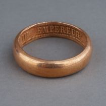 A rose gold ring, of plain design, the inner shank inscribed 'NAPOLEON EMPEREUR III 1861', size R,