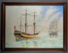 Oil painting of a ship