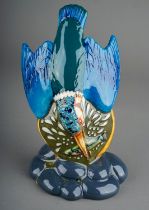 A Moorcroft pottery model of a diving Kingfisher "Fish for Tea", impressed and painted marks, height