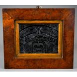 Tribal art. Rare antique Haida First Nations Canada argillite carved panel. 19th Century. In