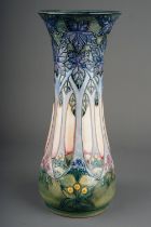A Moorcroft Cluny Trees pottery vase designed by Sally Tuffin, of waisted cylindrical form,