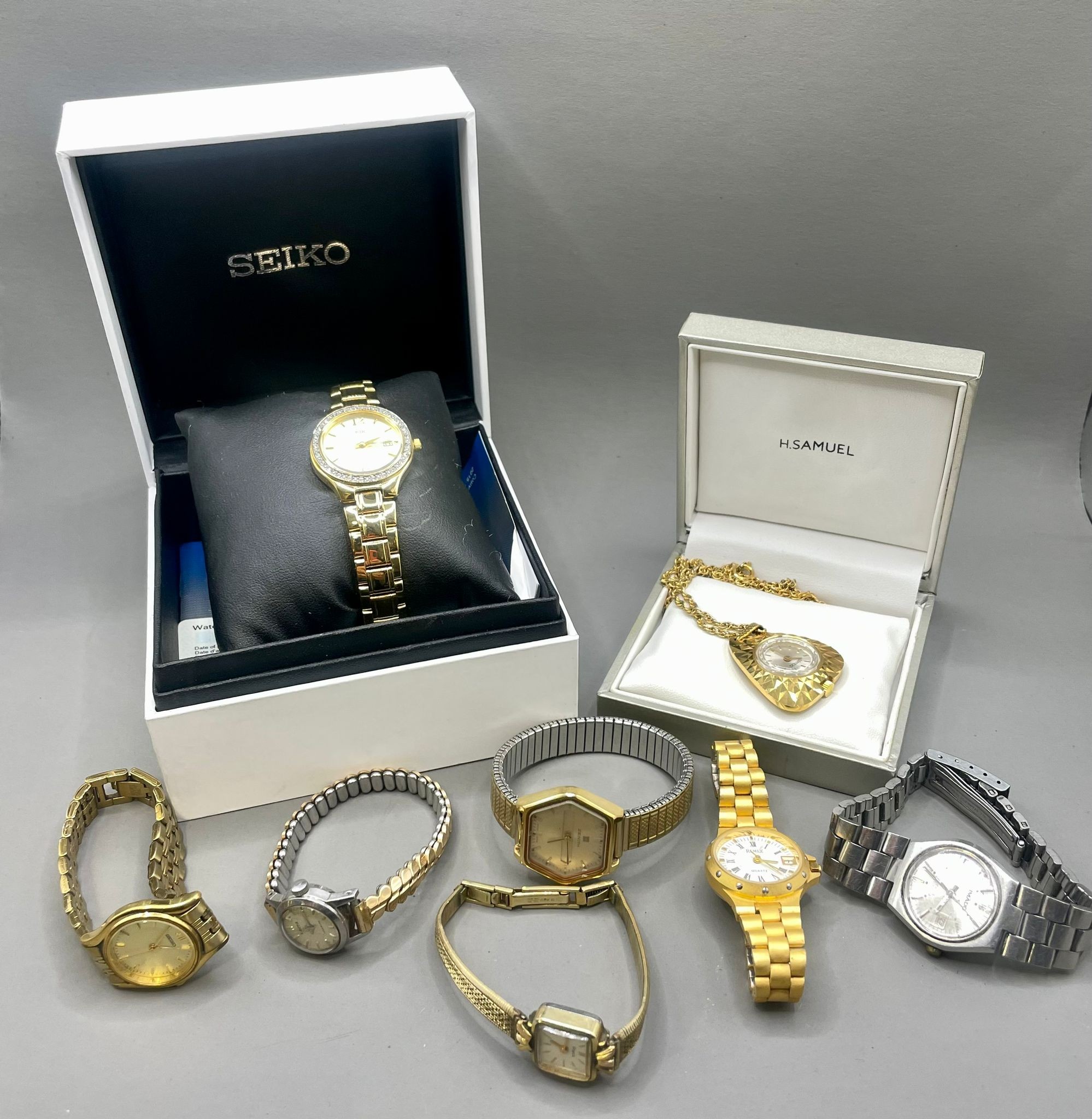 A ladies Seiko gold-plated wristwatch, boxed; further assorted wristwatches (8) - Image 2 of 8
