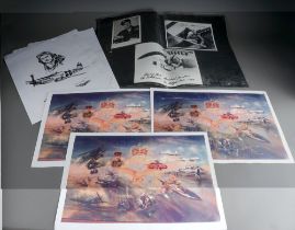 Militaria interest photos and prints : top left is RAF Fighter Ace Wing Commander “Laddie” Lucas.