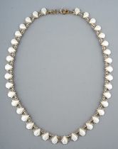 A Danish silver and enamel necklace, silver enamel pear-shape drops, indistinctly marked 'W?.B'