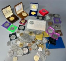 Assorted coins, including commemorative, gold-plated; etc