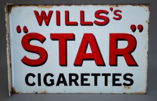 An early 20th Century white enamel advertising sign WILL'S STAR CIGARETTES, approx 30 x 45cm