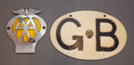 Motor Interest: a vintage AA chrome car badge 4C66733 and a vintage Automobile Association GB