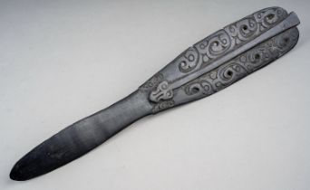 Antique 19th Century tribal art Oceanic Polynesian lime spatula. Length 32.5cm