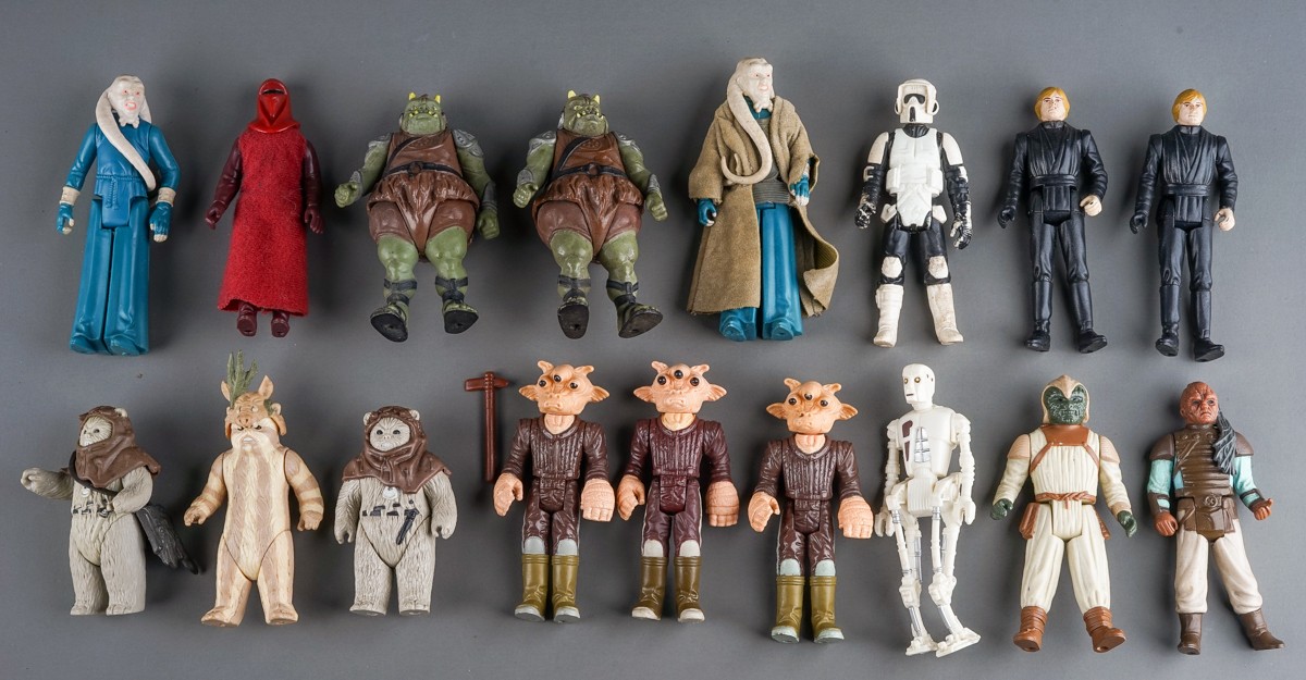 Star Wars 17x 1983 figures including Weequay, Bib Fortuna, Emperors Royal Guard, Luke Skywalker,