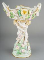 An early 20th Century German Meissen style porcelain two handled table centre piece, oval pierced