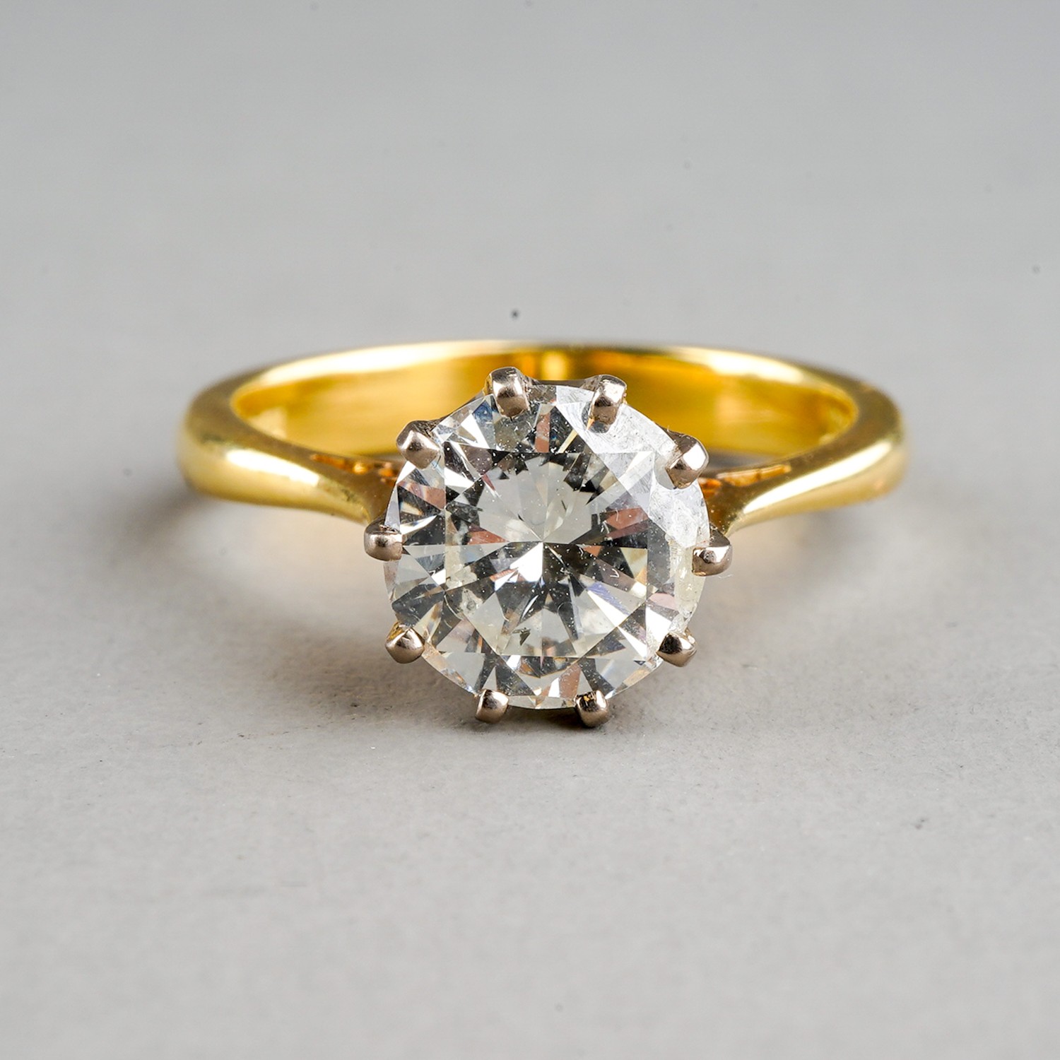 An 18ct yellow gold and diamond solitaire ring, the round brilliant-cut diamond approx 1.5cts, - Image 2 of 8