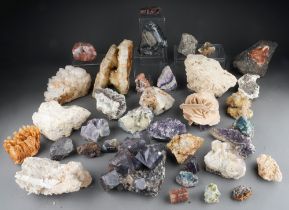 Two trays of rock crystal and mineral samples