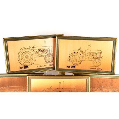 Copper etchings with Ford agricultural images inc Fordson Major (DDN), Fordson EZ7N, Fordson F, - Image 3 of 4