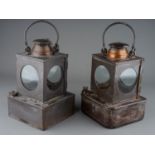 Two British Rail LNER (Eastern) Welch Patent railway lamps, Reg No 711205, approx 23cm high (2)