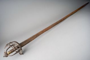 English Civil War mortuary sword circa 1645. Armoury markings to the blade. The hilt with