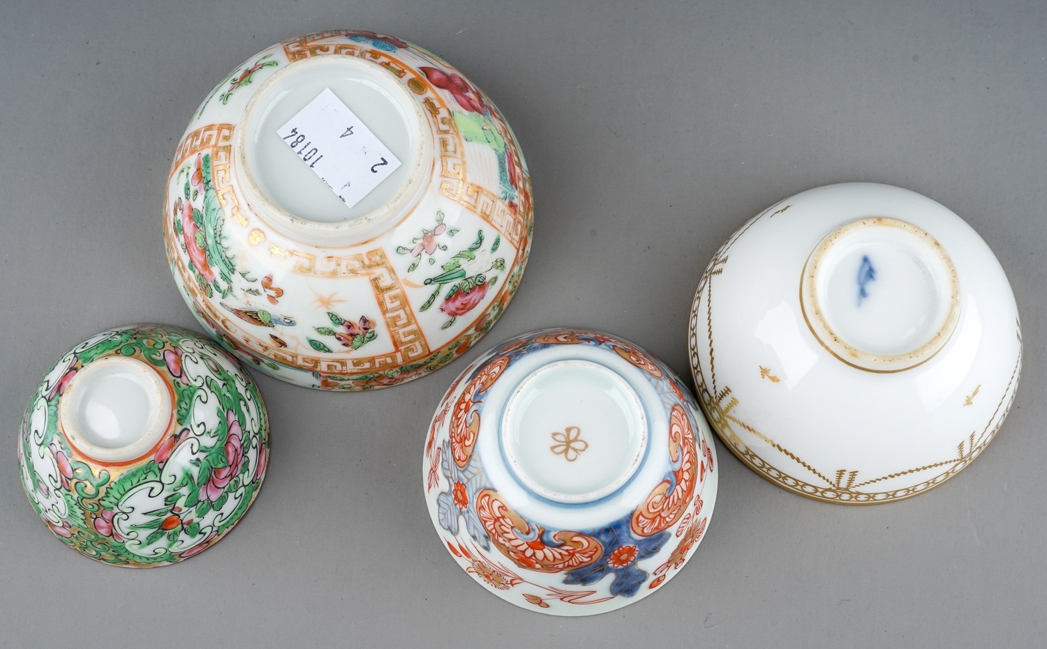 Three various Asian tea bowls including Chinese Export famille rose bowl and a Continental Chinese - Image 3 of 3