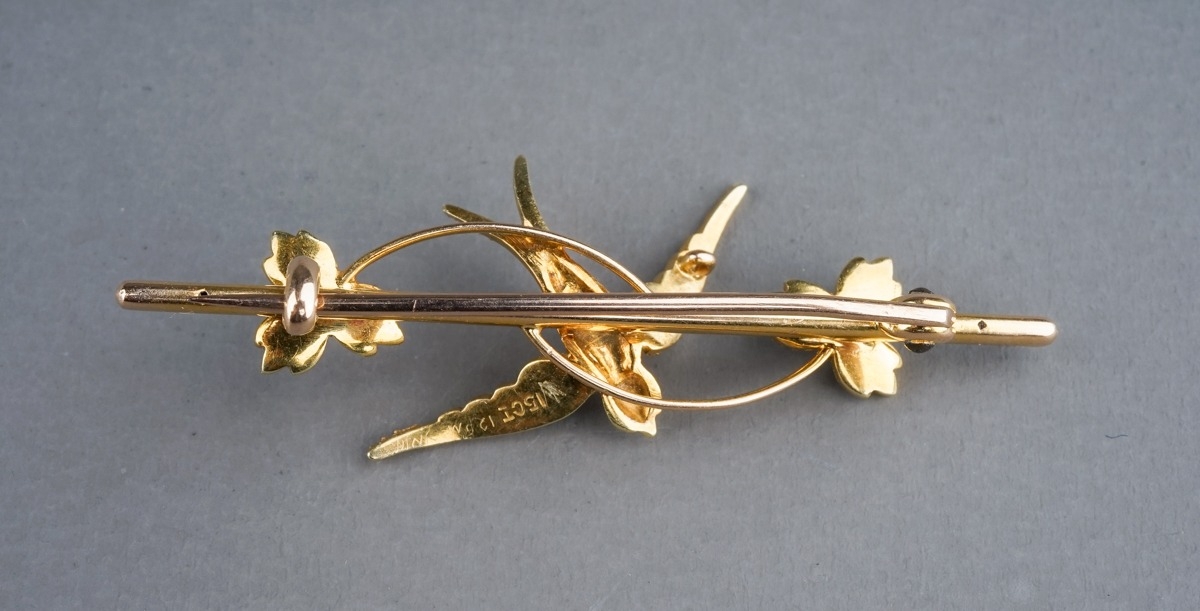 A Victorian yellow gold turquoise and pearl star brooch/pendant, hinged pin and pendant loop, approx - Image 7 of 8