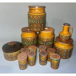 Collection of Hornsea pottery kitchen jars to include Coffee, tea, sugar and various sizes of
