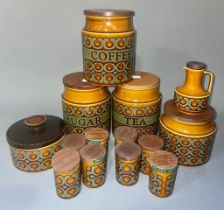 Collection of Hornsea pottery kitchen jars to include Coffee, tea, sugar and various sizes of