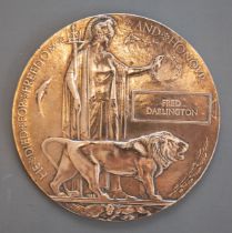 A World War I memorial plaque to Fred Darlington