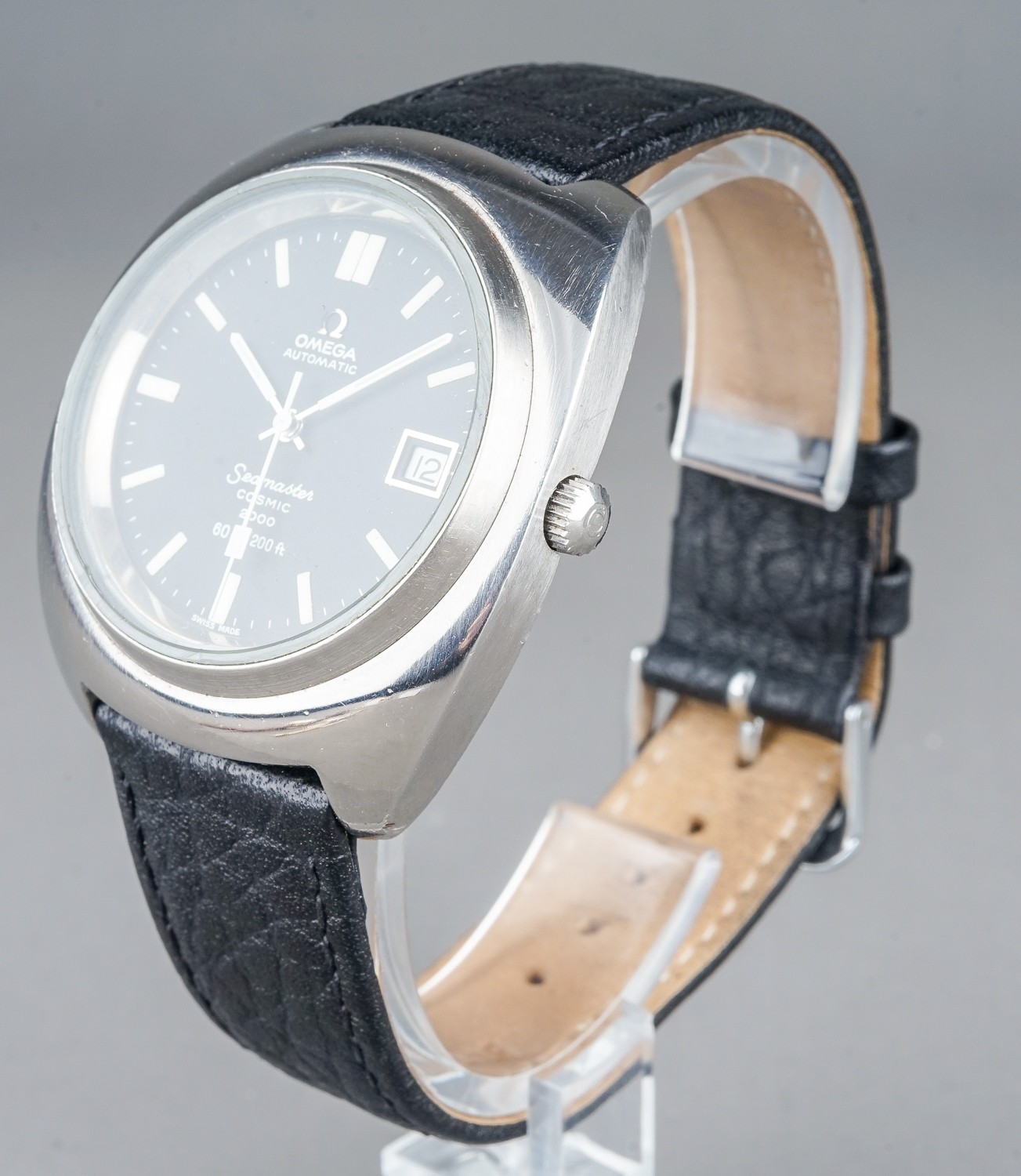 A gentleman's Omega Automatic Seamaster Cosmic 2000 stainless wristwatch, 32mm black dial, baton - Bild 3 aus 5