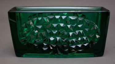 A mid 20th Century Bohemian Rudolf Jurnikl / Rudolfova 'hobnail' pattern studio pressed green