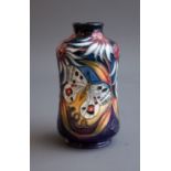 A Moorcroft Apollo Butterfly 98/5 vase designed by Sian Leeper 2005, with waisted cylindrical