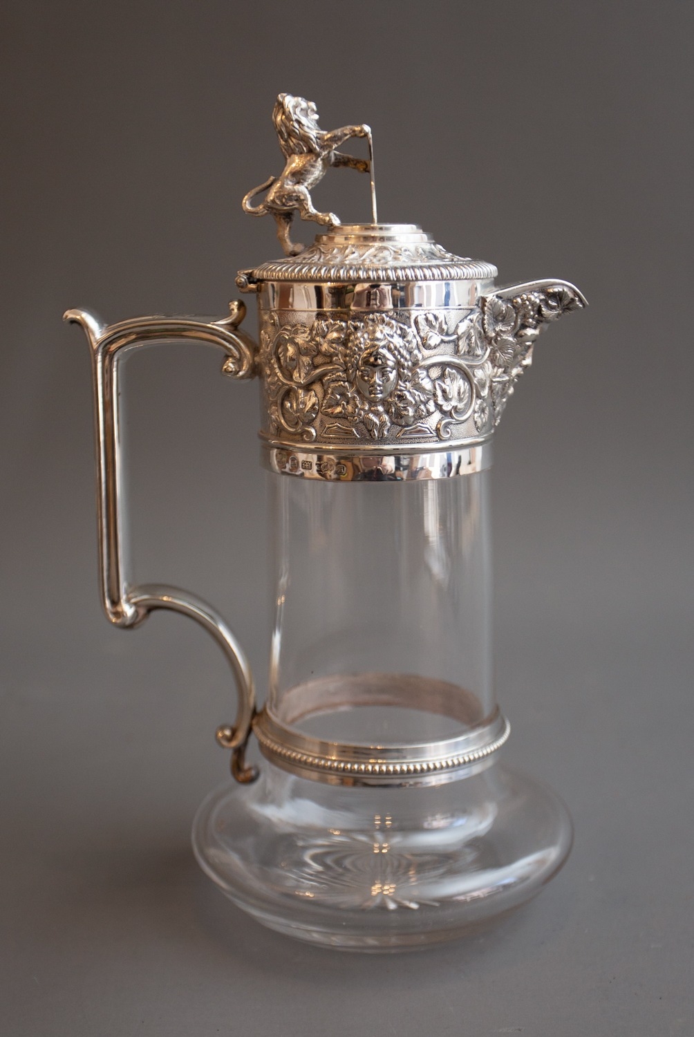 A Victorian Elkington & Co., Sheffield plate mounted glass claret jug, the collar and spout cast - Image 2 of 3