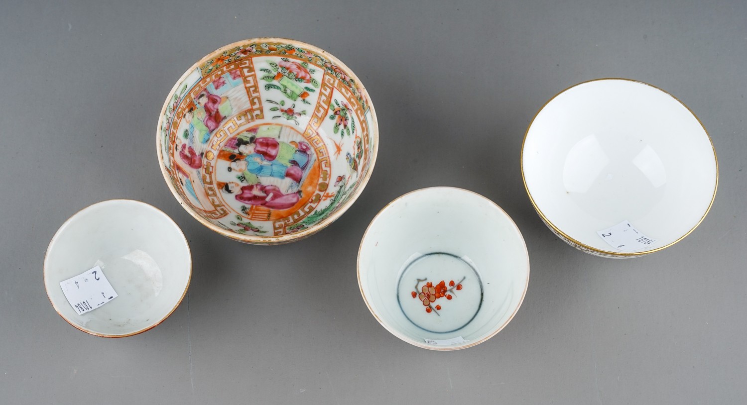 Three various Asian tea bowls including Chinese Export famille rose bowl and a Continental Chinese - Image 2 of 3