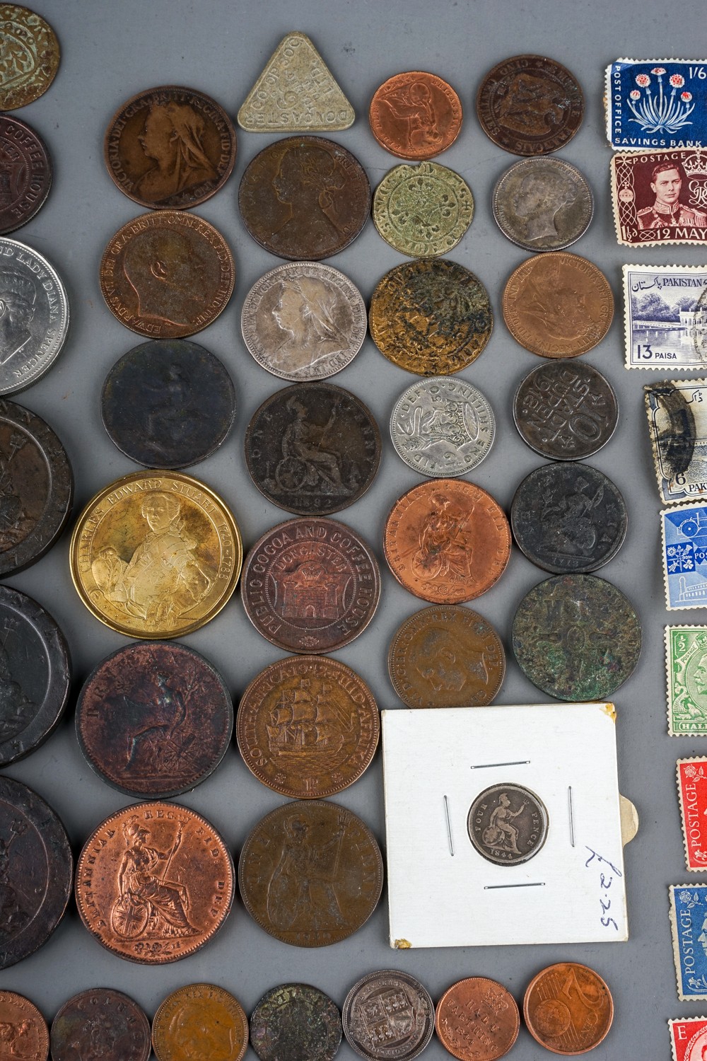 Early 20th Century Revenue George VI stamps and other with various coins, Georgian tokens etc (1 - Image 4 of 5