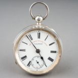 A Victorian silver J.G. Graves Express English Lever openface pocket watch, 42mm white enamel dial