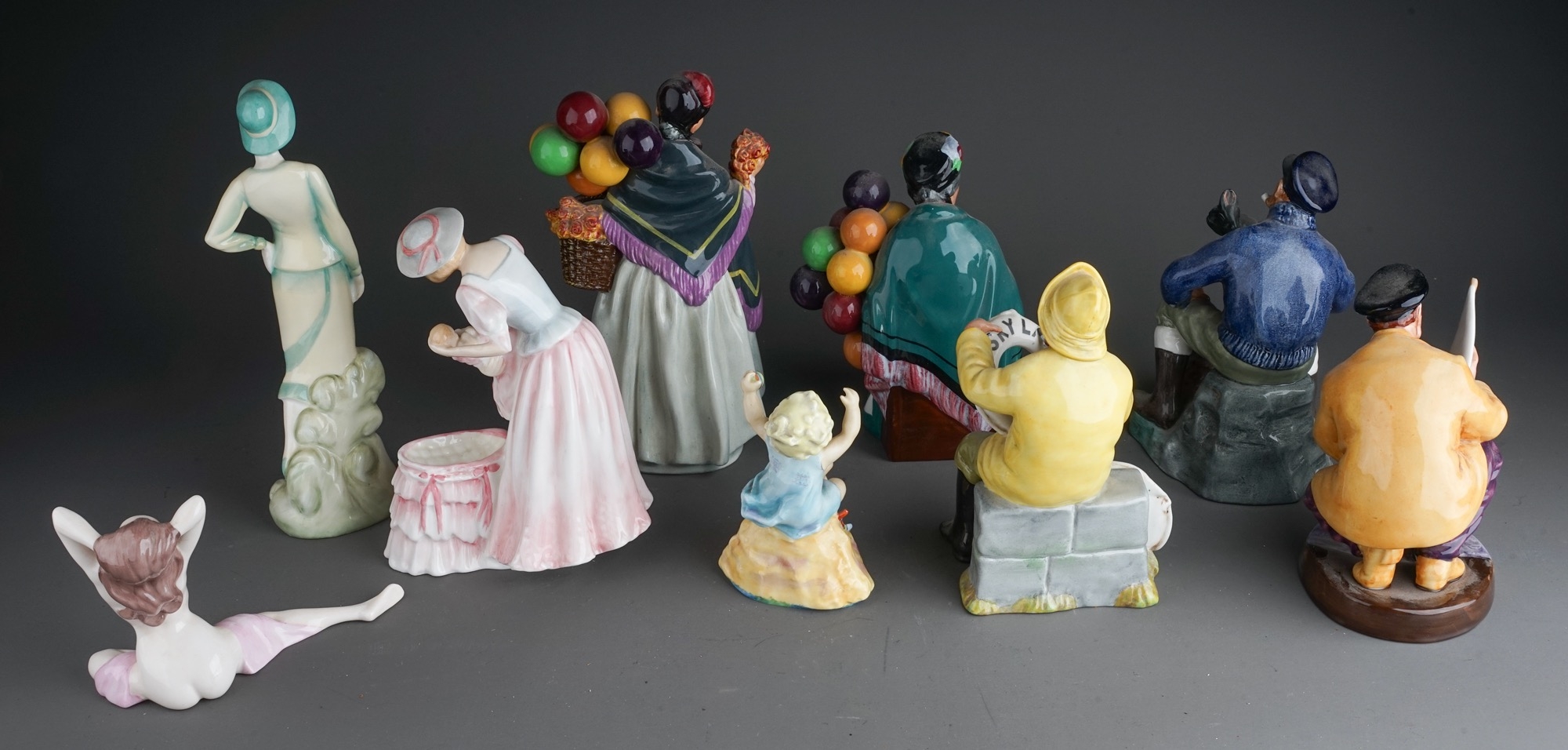 A collection of Royal Doulton to include: The Old Balloon Seller HN1315 Biddy Pennyfarthing HN1843 - Image 2 of 3