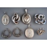 A collection of Victorian and later silver jewellery, including a Scottish silver and hardstone knot