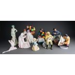 A collection of Royal Doulton to include: The Old Balloon Seller HN1315 Biddy Pennyfarthing HN1843