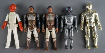 Star Wars 5x figures including C-3PO, Admiral Ackbar, Zuckuss, Lando Calrissian- Kenner 1982